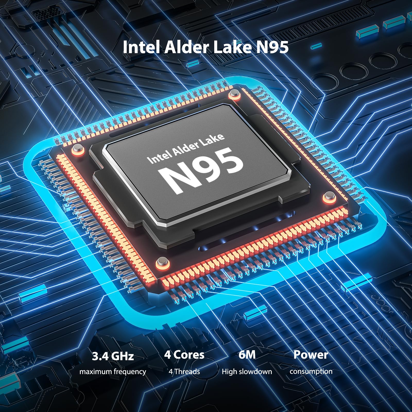 15.6 Inch Laptop, Quad-Core N95 CPU Up to 3.4GHz, 16GB RAM 512GB